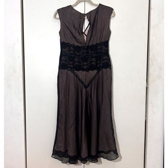 Adrianna Silk Midi Dress Size 6 Lace Y2K Whimsigoth Event Prom Coquette Feminine - Picture 3 of 8